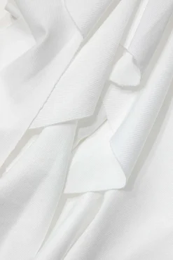 Solid Ruffle Hem Ruched Tube Maxi Dress