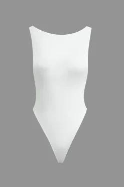 Solid Sleeveless Backless Bodysuit