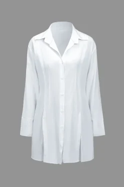 Solid Slit Long-Sleeve Shirt