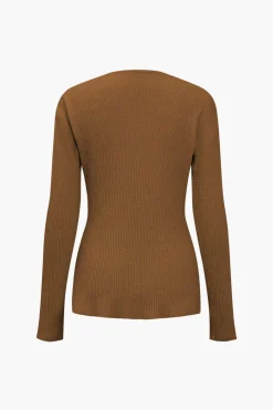 Solid Sweater Cut Out Top And Skirt Set