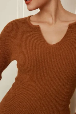 Solid Sweater Cut Out Top And Skirt Set