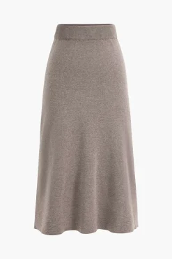 Solid Sweater Midi Skirt