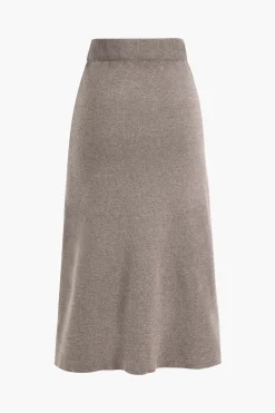 Solid Sweater Midi Skirt