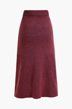 Solid Sweater Midi Skirt