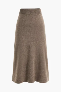 Solid Sweater Midi Skirt