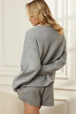 Solid Sweater Top And Drawstring Set