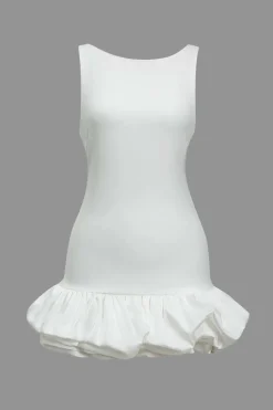 Solid Tank Ruffle Hem Mini Dress