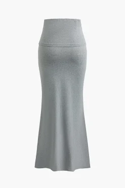 Solid Tank Top And Mermaid Maxi Skirt Set