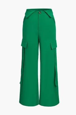 Solid Tie Backless Tube Top And Cargo Trouser Set