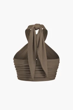 Solid Tie Front Backless Cami Top