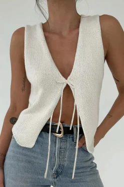 Solid Tie Front Knit Vest