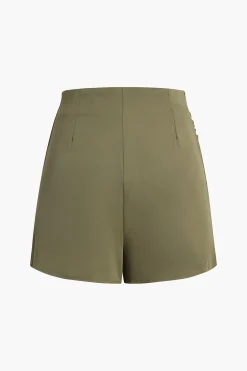 Solid Tie Front Mini Skorts