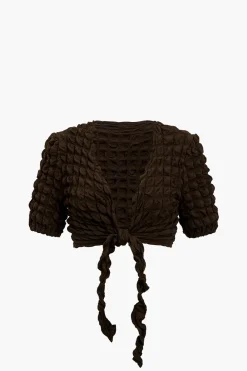 Solid Tie Front Top And Shorts Set