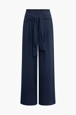 Solid Tie Front Trousers