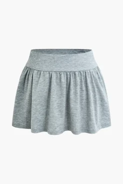 Solid Tie Ruched Mini Skirt Set