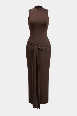 Solid Tie Sleeveless Maxi Dress