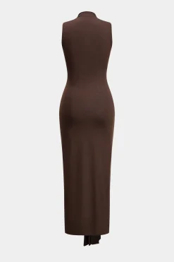Solid Tie Sleeveless Maxi Dress