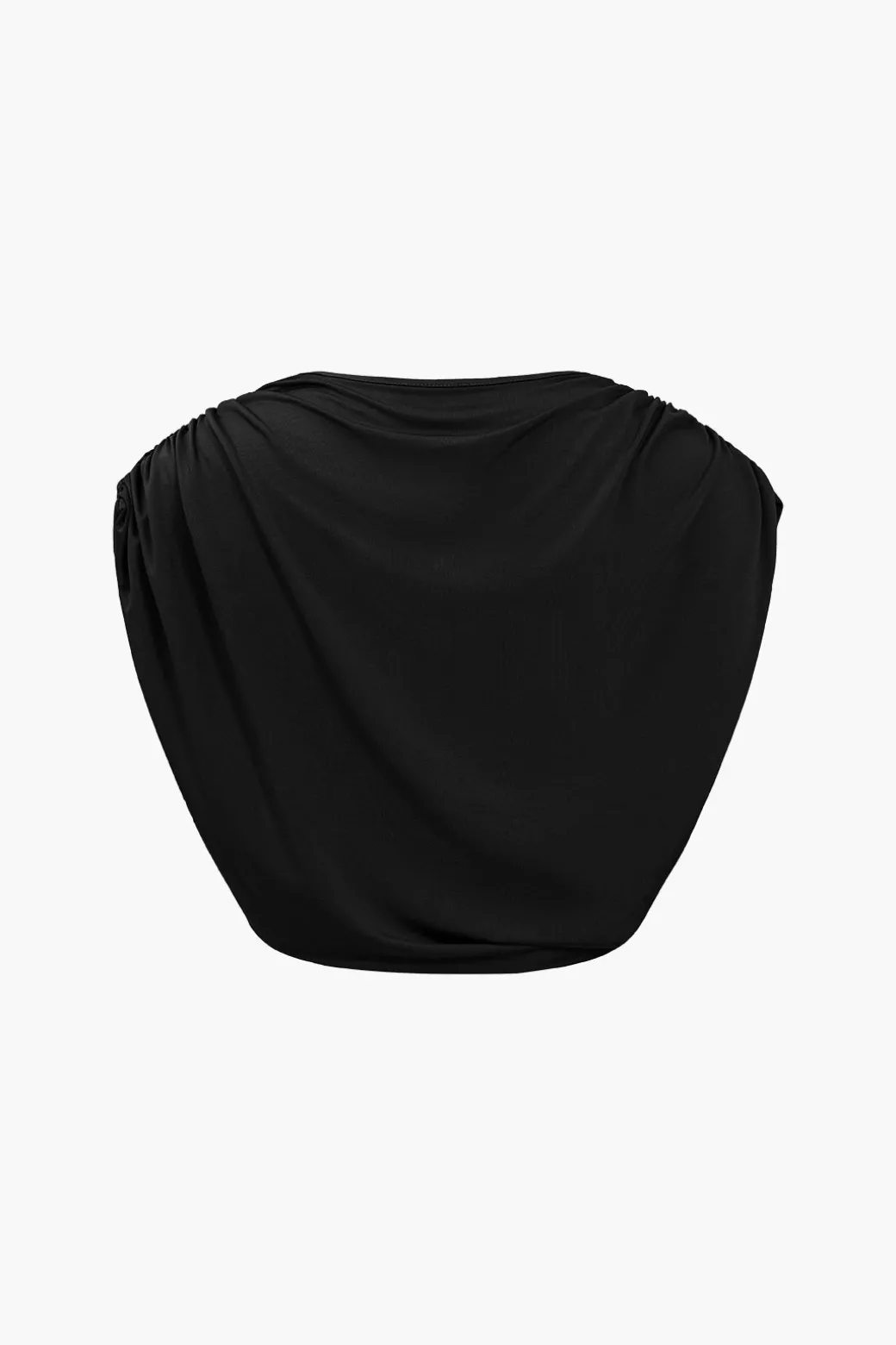 Solid Top And Asymmetrical Drawstring Flared Trouser Set