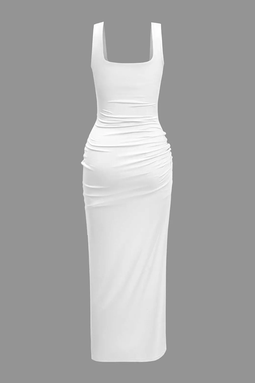 Solid Twist Front Cut Out Slit Midi Dress