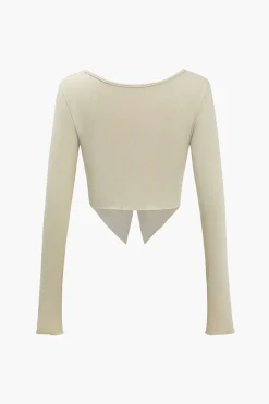 Solid Twist Knot Long-Sleeve Top