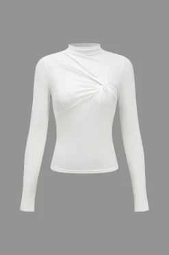 Solid Twist Knot Long-Sleeve Top