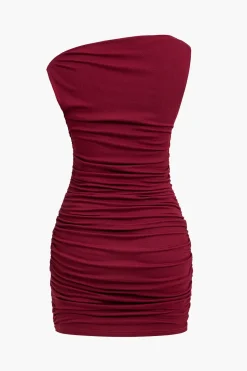 Solid Twisted Asymmetrical Mini Dress