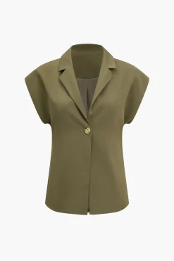 Solid V-neck Button Jacket