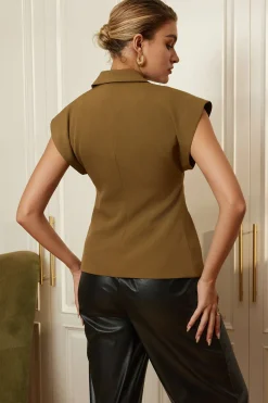 Solid V-neck Button Jacket