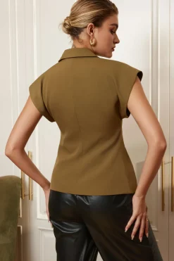 Solid V-neck Button Jacket