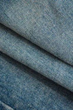 Solid Washed Pocket Zipper Denim Skirt
