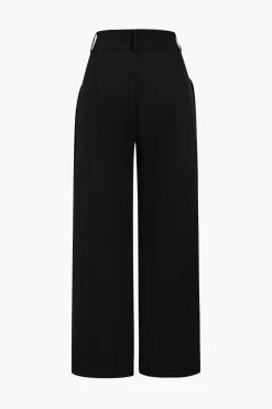 Solid Wide Leg Pocket Trousers