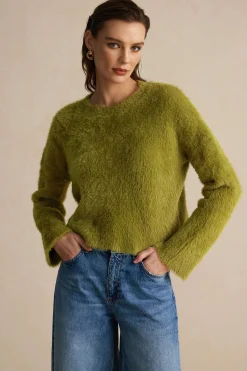Solid Wool Blend Long Sleeve Sweater Top