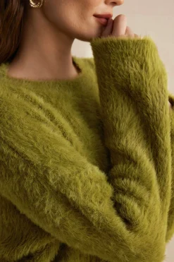 Solid Wool Blend Long Sleeve Sweater Top