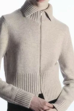 Solid Wool Zipper Cardigan