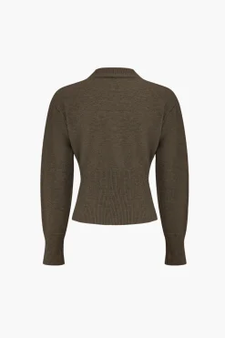 Solid Zipper Sweater Long-Sleeve Top