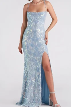 Spaghetti Strap Embellished Split Maxi Dress