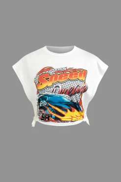 Speed Dream Graphic Sleeveless Side Cut Out T-shirt
