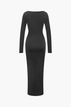 Square Neck Long Sleeve Maxi Dress