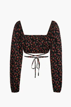 Square Neck Super Cropped Long Sleeve Top