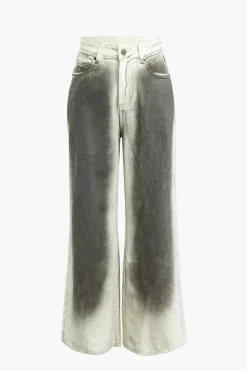 Stained Print High Waist Wide Leg Pants