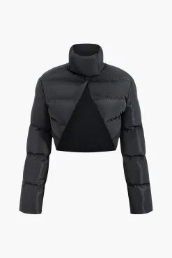 Stand Collar Cut Out Puffer Jacket