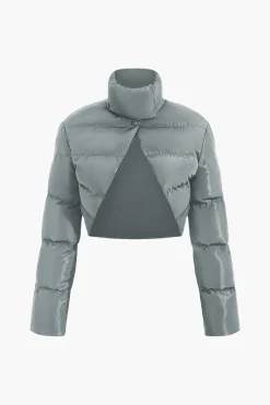 Stand Collar Cut Out Puffer Jacket