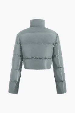 Stand Collar Cut Out Puffer Jacket