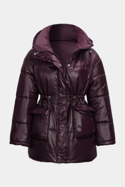 Stand Collar Zipper Hooded Puffer