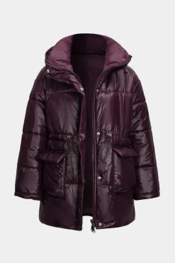 Stand Collar Zipper Hooded Puffer
