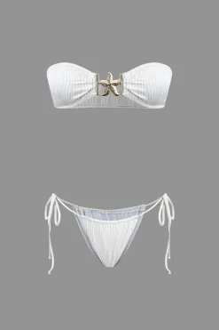 Starfish Decor Bandeau Tie Bikini Set
