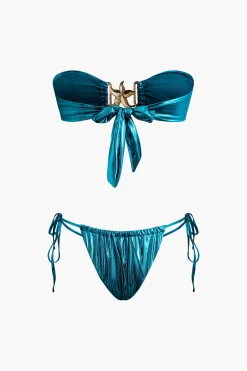 Starfish Decor Knot Ruched Bikini Set