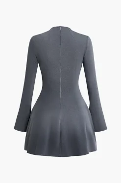 Stitching Bell Sleeve Mini Dress
