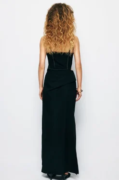 Stitching Cut Out Slip Slit Maxi Dress