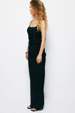 Stitching Cut Out Slip Slit Maxi Dress